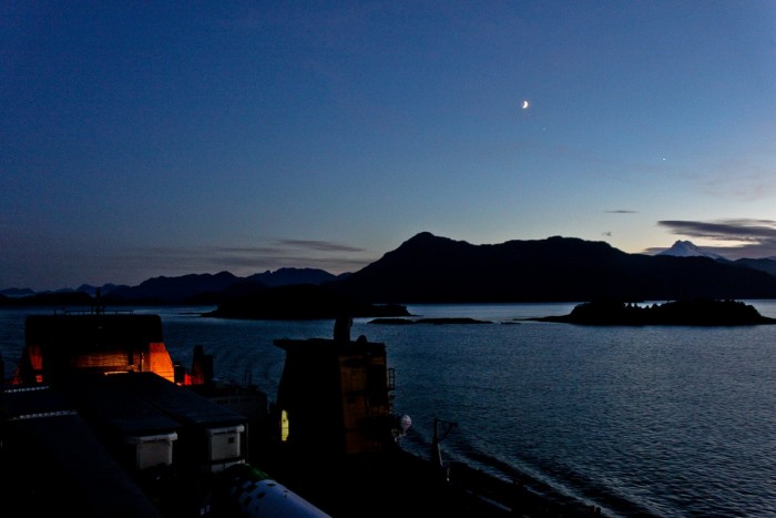 Sur le ferry la nuit, en direction de Puerto Chacabuco