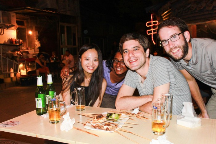 brochettes dans un hutong à Beijing