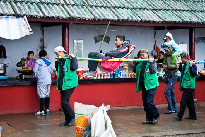 Emei Shan chaise à porteur